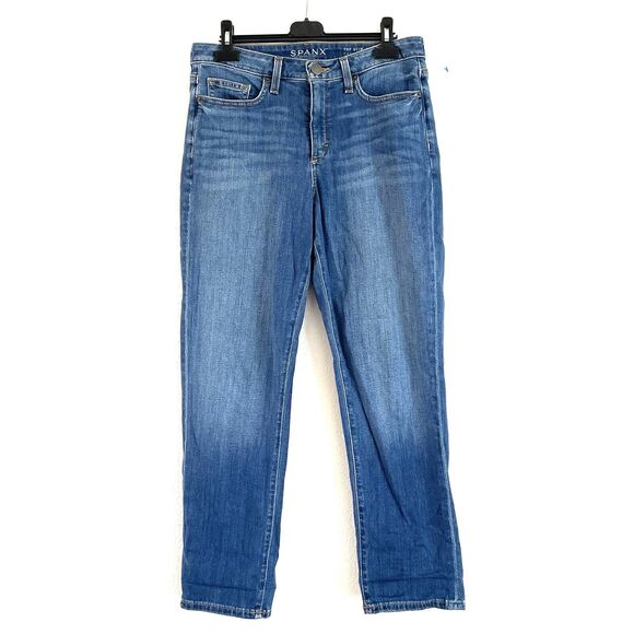 SPANX The Slim-X Casual Cuffed Denim Mid-High Rise Ankle Jeans Blue - Picture 2 of 12